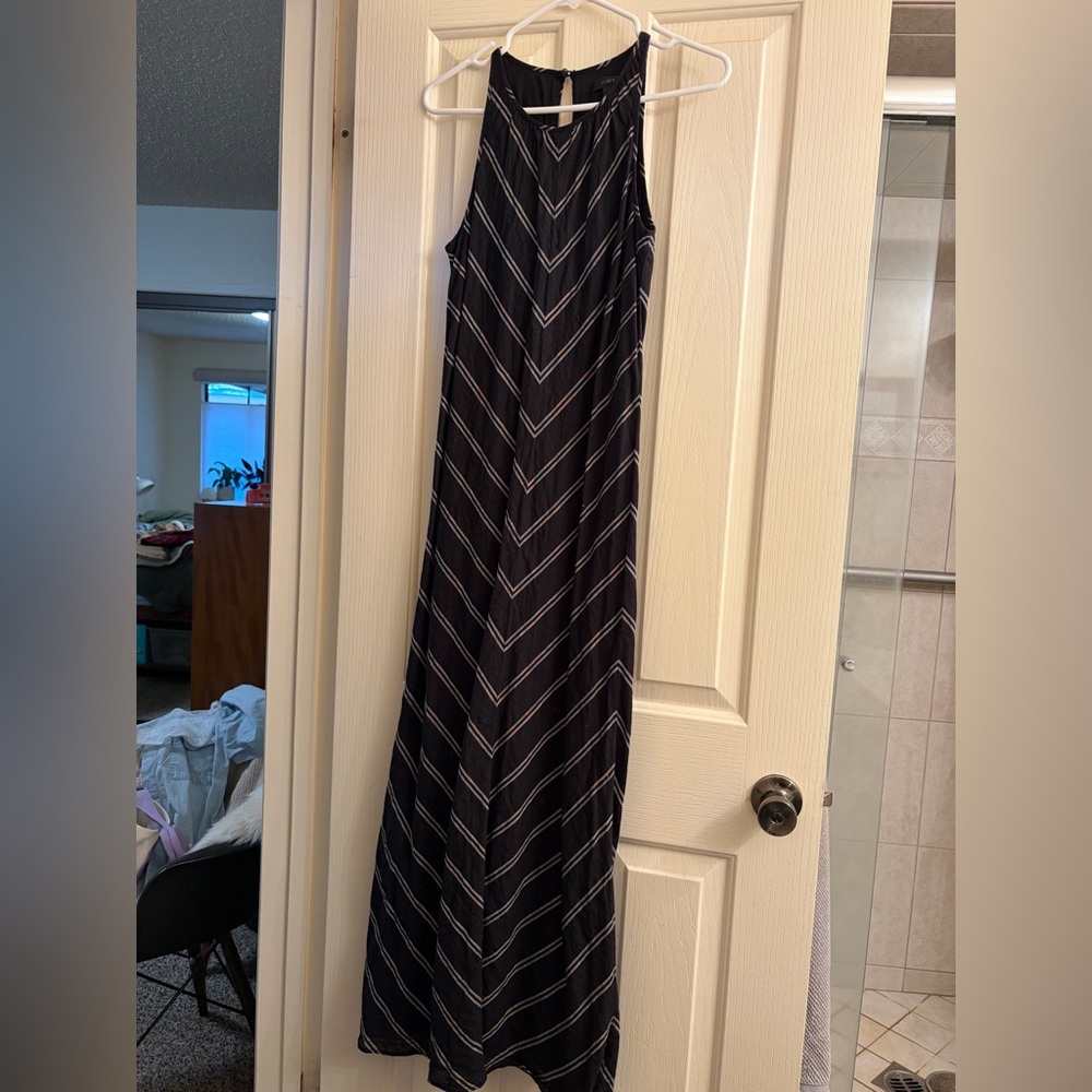 J.Crew Linen Maxi Dress - Sleeveless Chevron Design Size 00